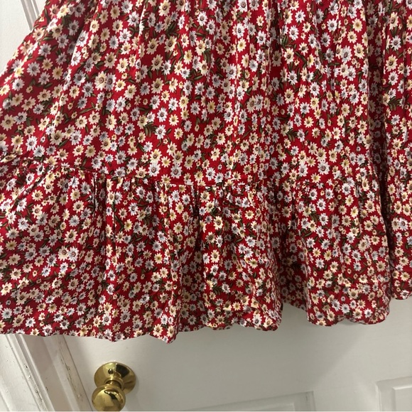 Natural Life Women’s Floral Mini Skirt Size Large Red/White Cottagecore Pull On - Picture 2 of 6